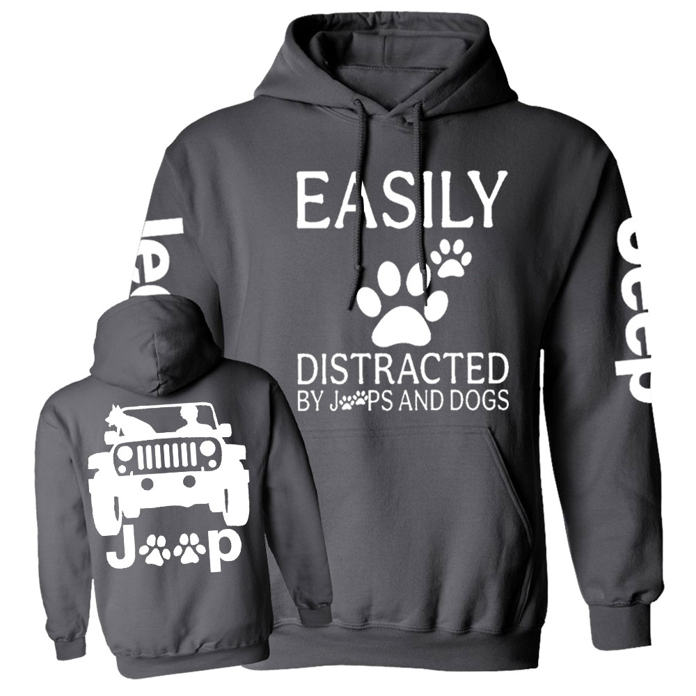 Jp Dog Easily Distracted Paw Double Printed Casual Hoodie
