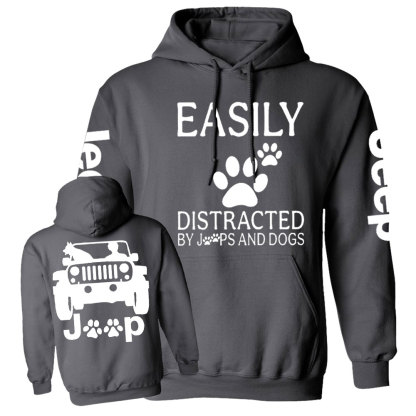 Jp Dog Easily Distracted Paw Double Printed Casual Hoodie