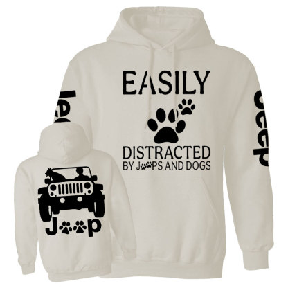 Jp Dog Easily Distracted Paw Double Printed Casual Hoodie