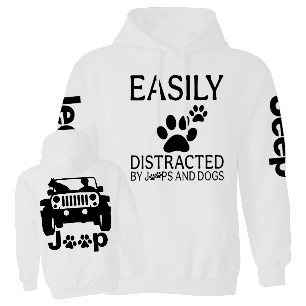 Jp Dog Easily Distracted Paw Double Printed Casual Hoodie