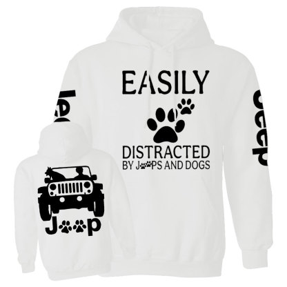 Jp Dog Easily Distracted Paw Double Printed Casual Hoodie