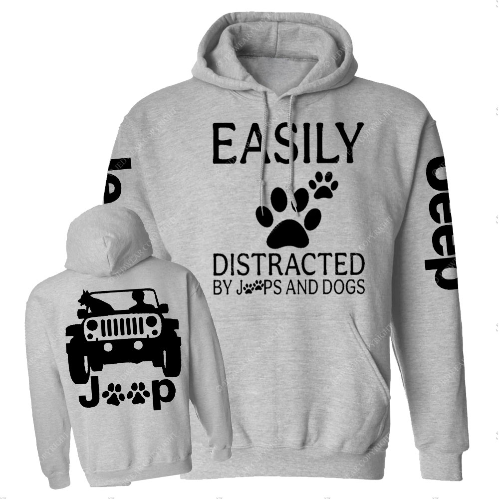 Jp Dog Easily Distracted Paw Double Printed Casual Hoodie