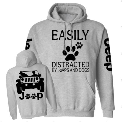 Jp Dog Easily Distracted Paw Double Printed Casual Hoodie