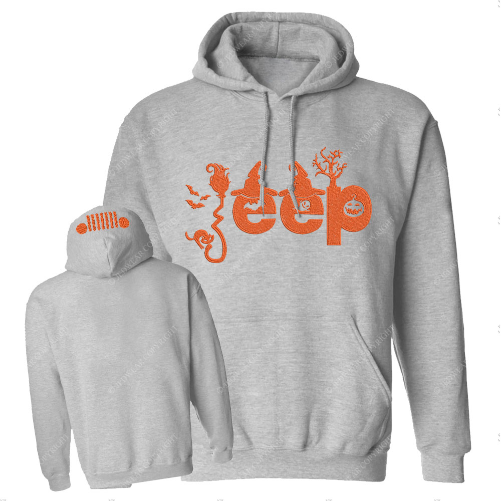 Halloween Elements Orange Jp Embroidery Design Crew Neck Sweatshirt Casual Hoodie