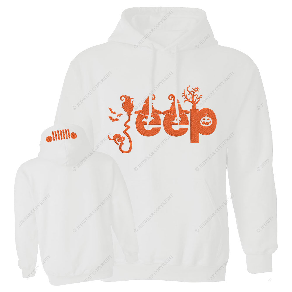 Halloween Elements Orange Jp Embroidery Design Crew Neck Sweatshirt Casual Hoodie