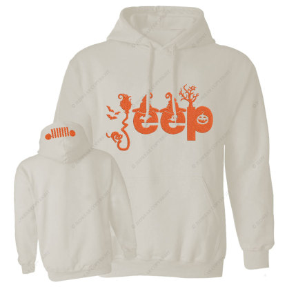Halloween Elements Orange Jp Embroidery Design Crew Neck Sweatshirt Casual Hoodie