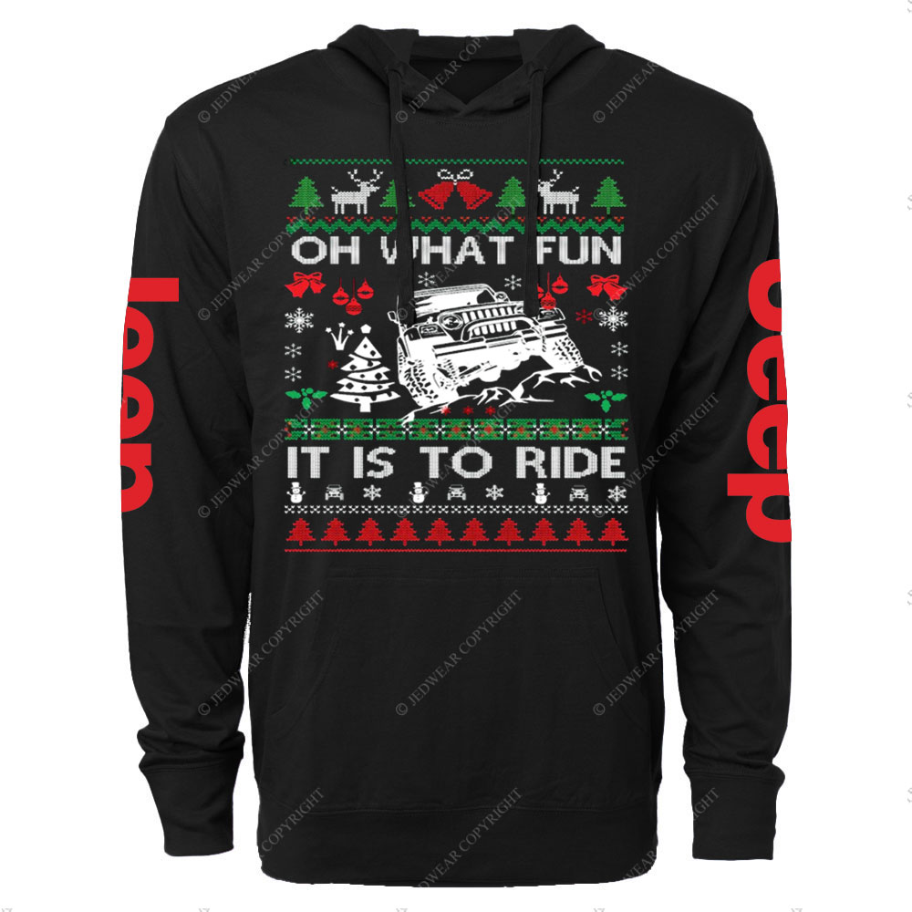 Ugly Christmas Oh What Fun It Is To Ride Jp Oversized Lightweight Hoodie