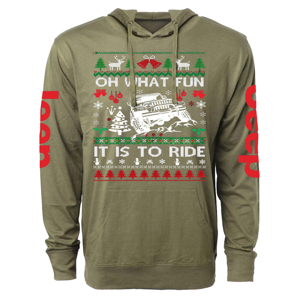 Ugly Christmas Oh What Fun It Is To Ride Jp Oversized Lightweight Hoodie
