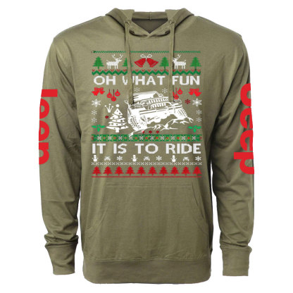 Ugly Christmas Oh What Fun It Is To Ride Jp Oversized Lightweight Hoodie