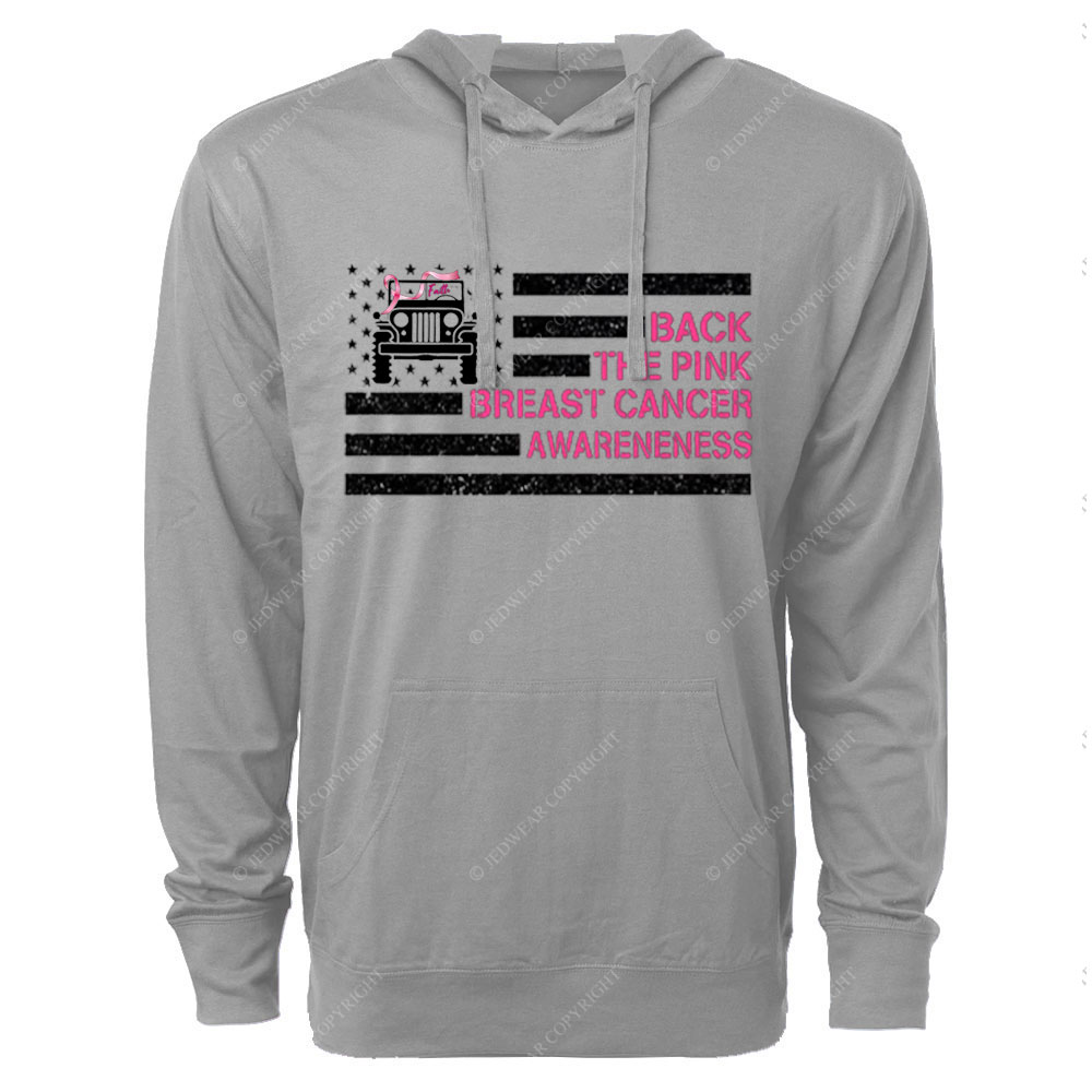 Back The Pink Breast Cancer Awareneness Pink Flag Jp Ribbon Faith Oversized Lightweight Hoodie