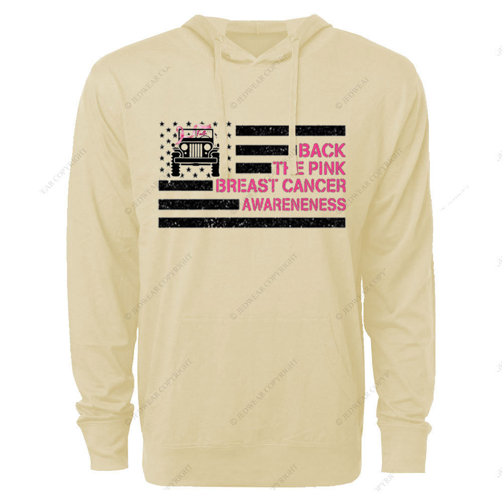 Back The Pink Breast Cancer Awareneness Pink Flag Jp Ribbon Faith Oversized Lightweight Hoodie