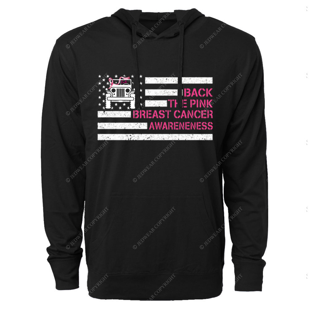 Back The Pink Breast Cancer Awareneness Pink Flag Jp Ribbon Faith Oversized Lightweight Hoodie