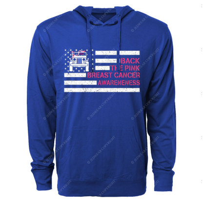 Back The Pink Breast Cancer Awareneness Pink Flag Jp Ribbon Faith Oversized Lightweight Hoodie
