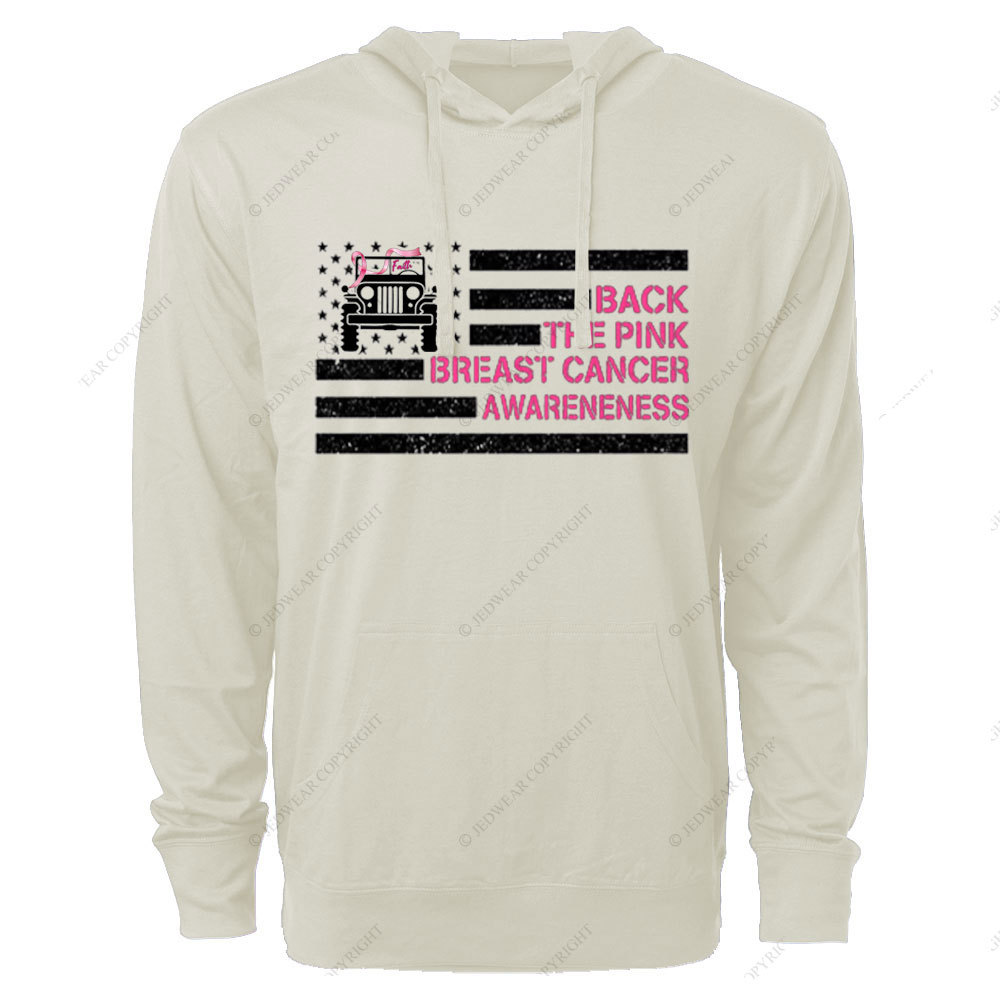Back The Pink Breast Cancer Awareneness Pink Flag Jp Ribbon Faith Oversized Lightweight Hoodie