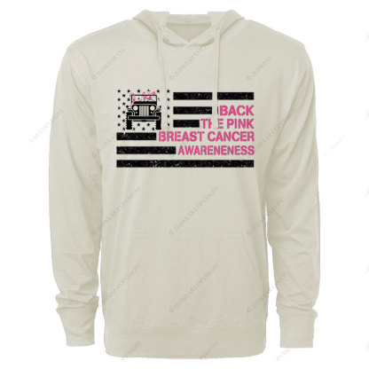 Back The Pink Breast Cancer Awareneness Pink Flag Jp Ribbon Faith Oversized Lightweight Hoodie