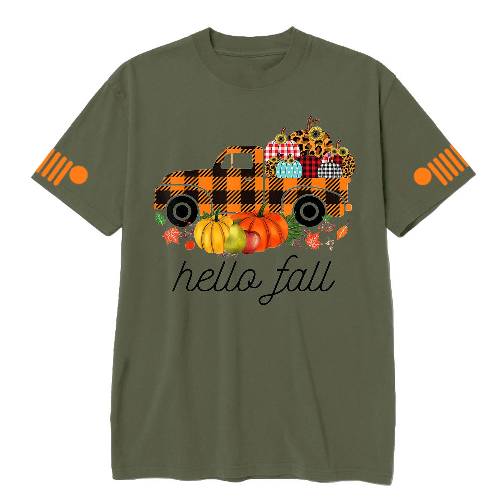 Fall Buffalo Jp Truck Leopard Pumpkin Autumn T-shirt
