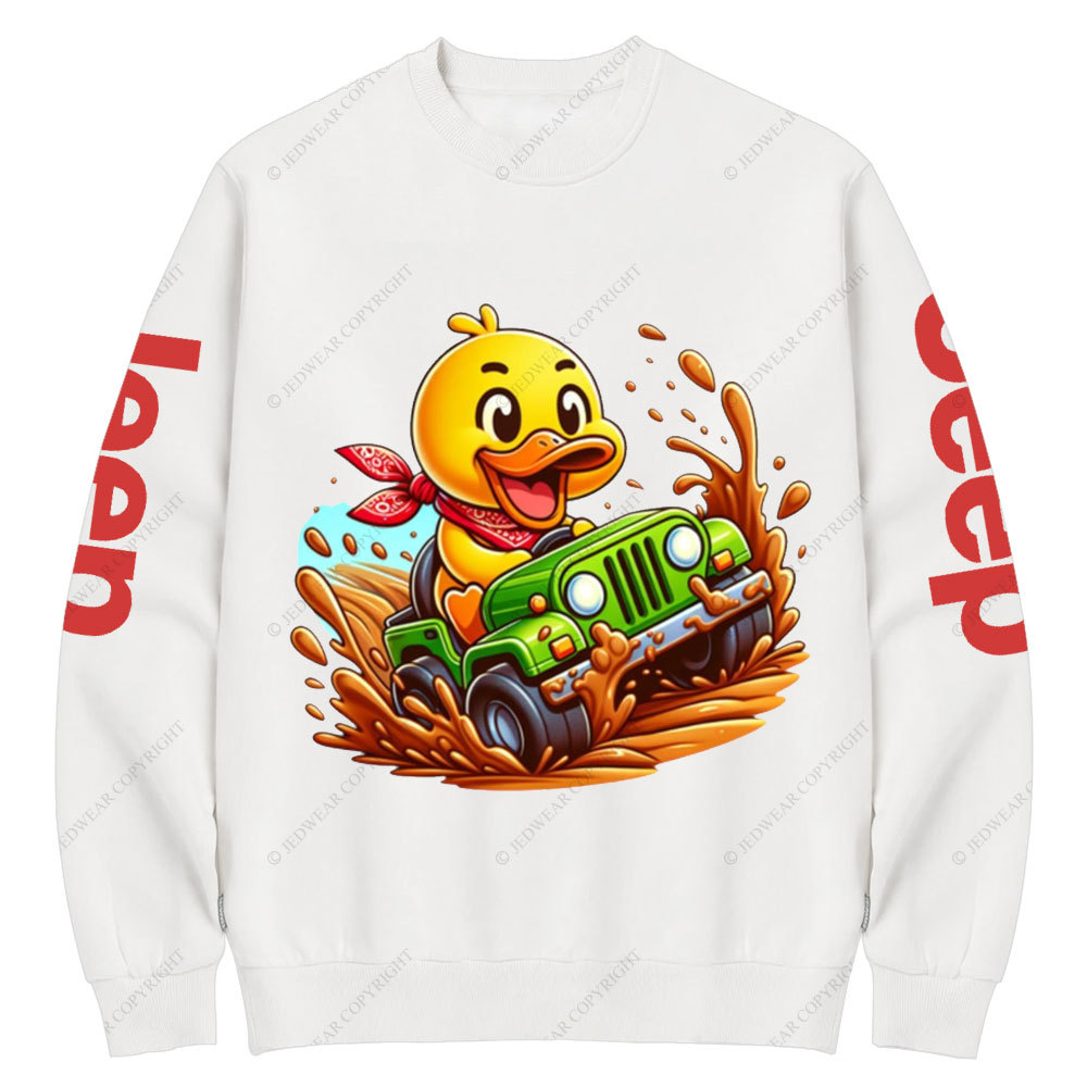 Funny Farm Duck Drives a Jp Crew Neck Sweatshirt
