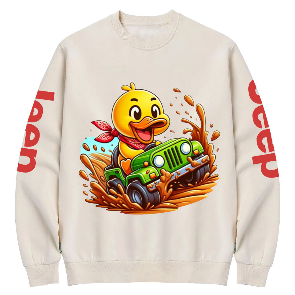 Funny Farm Duck Drives a Jp Crew Neck Sweatshirt