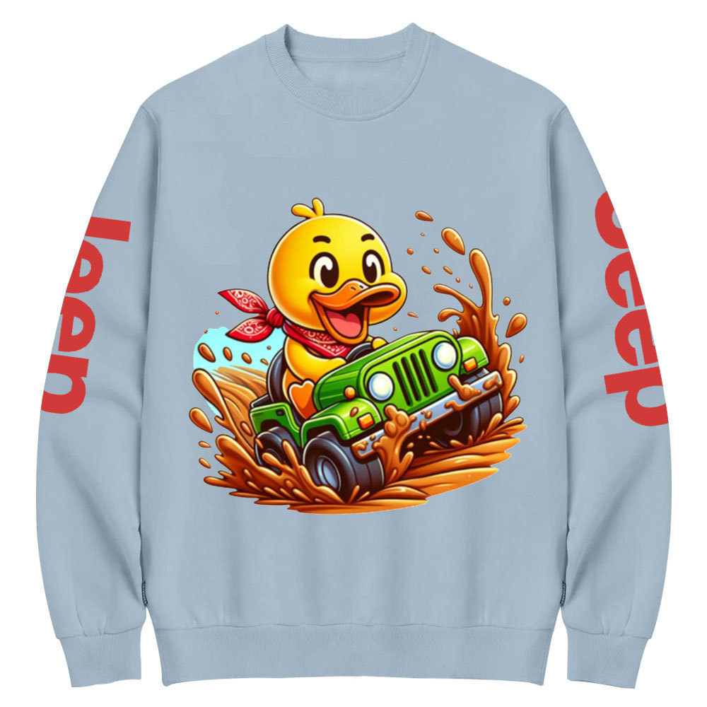 Funny Farm Duck Drives a Jp Crew Neck Sweatshirt