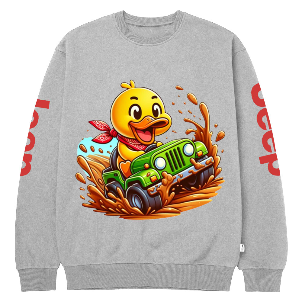 Funny Farm Duck Drives a Jp Crew Neck Sweatshirt