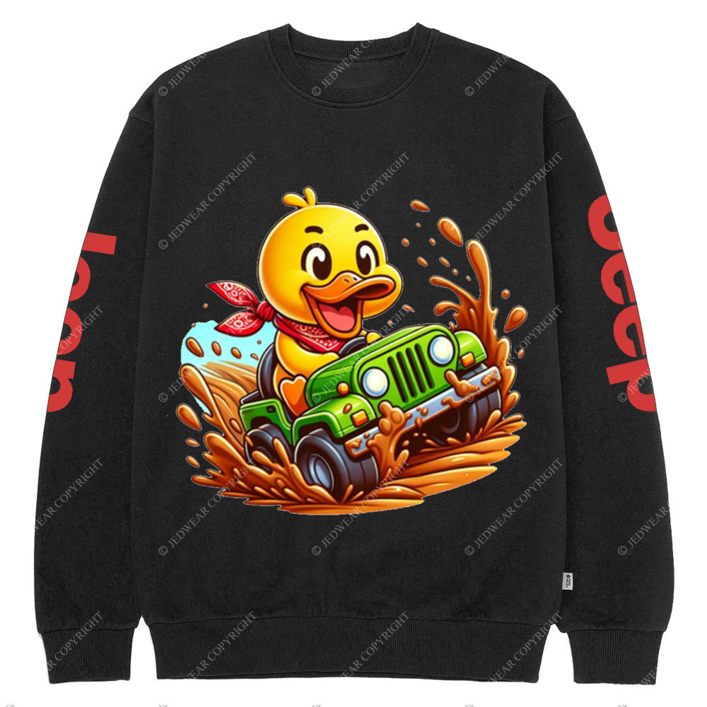 Funny Farm Duck Drives a Jp Crew Neck Sweatshirt