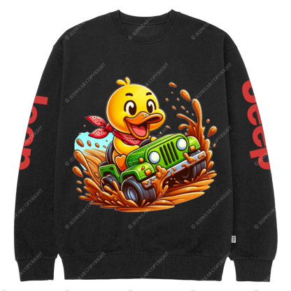 Funny Farm Duck Drives a Jp Crew Neck Sweatshirt