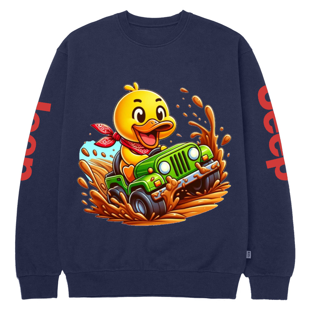 Funny Farm Duck Drives a Jp Crew Neck Sweatshirt