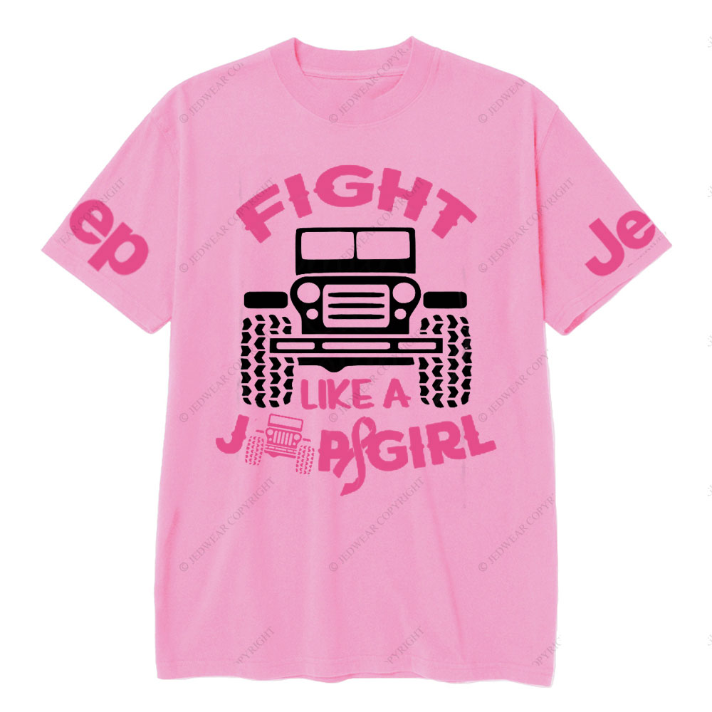 Fight Like A Jp Girl Pink Ribbon Breast Cancer Awareness T-Shirt