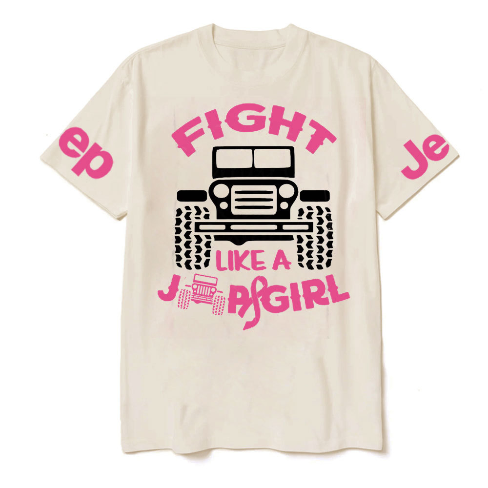 Fight Like A Jp Girl Pink Ribbon Breast Cancer Awareness T-Shirt
