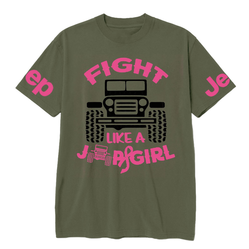 Fight Like A Jp Girl Pink Ribbon Breast Cancer Awareness T-Shirt