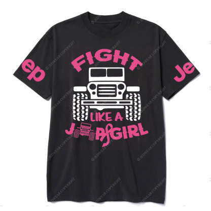 Fight Like A Jp Girl Pink Ribbon Breast Cancer Awareness T-Shirt