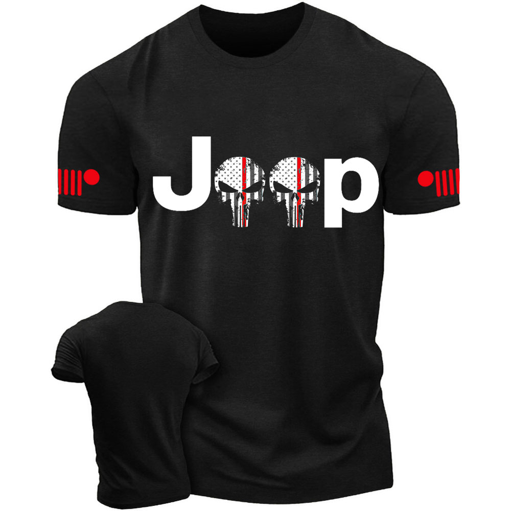 Thin Red Line Skull Jp Firefighter T-Shirt