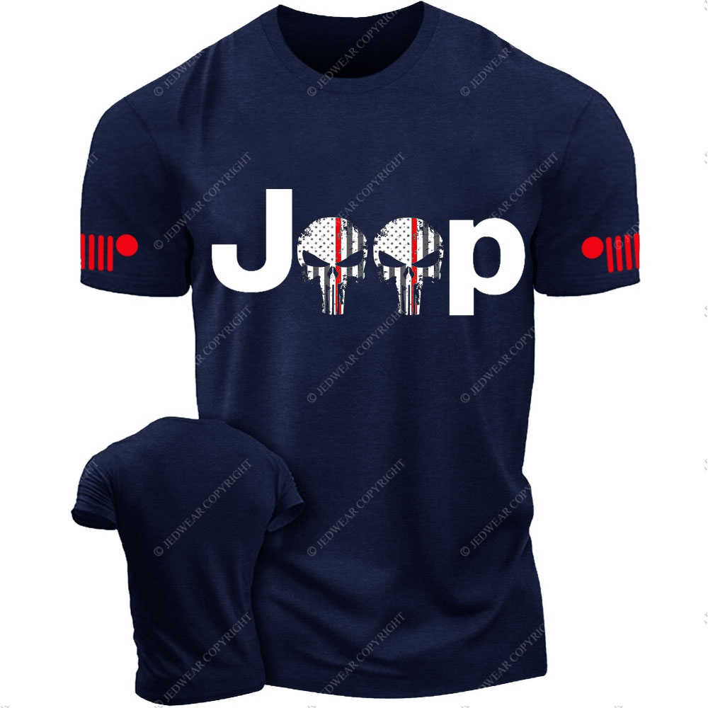 Thin Red Line Skull Jp Firefighter T-Shirt