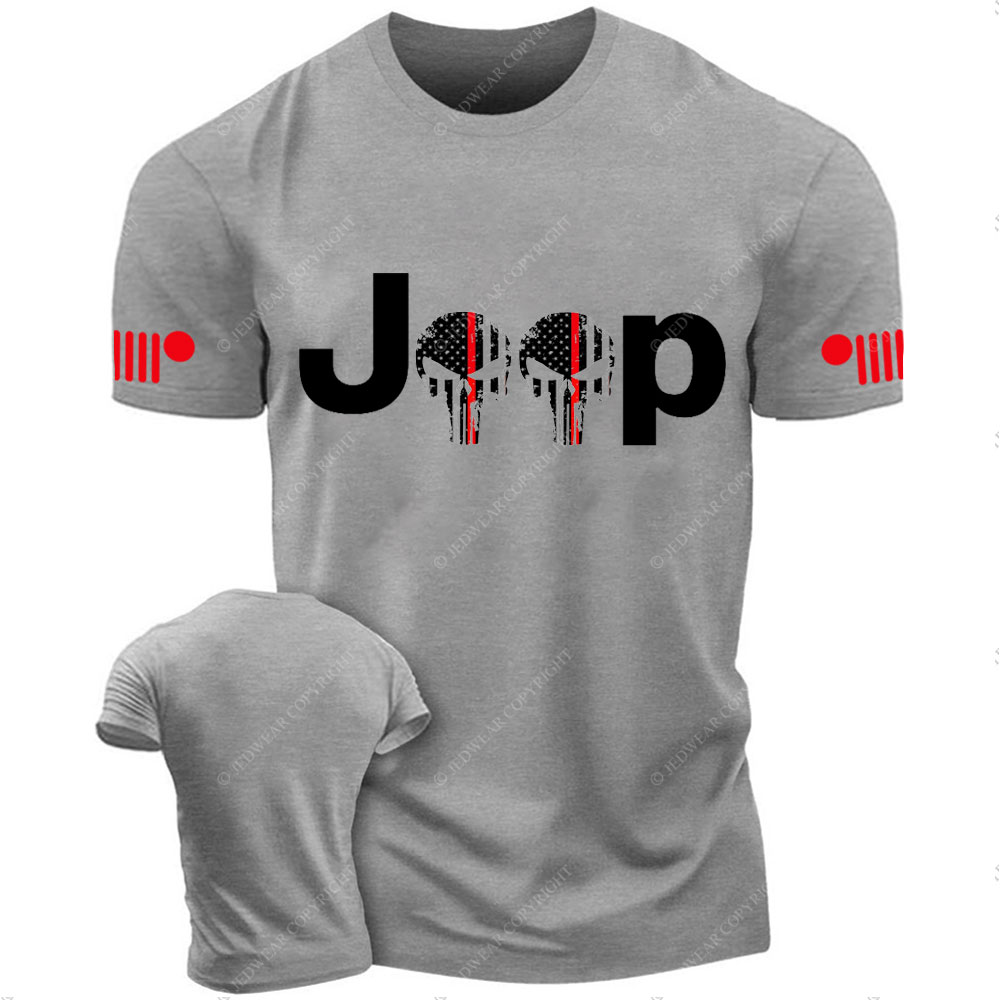 Thin Red Line Skull Jp Firefighter T-Shirt