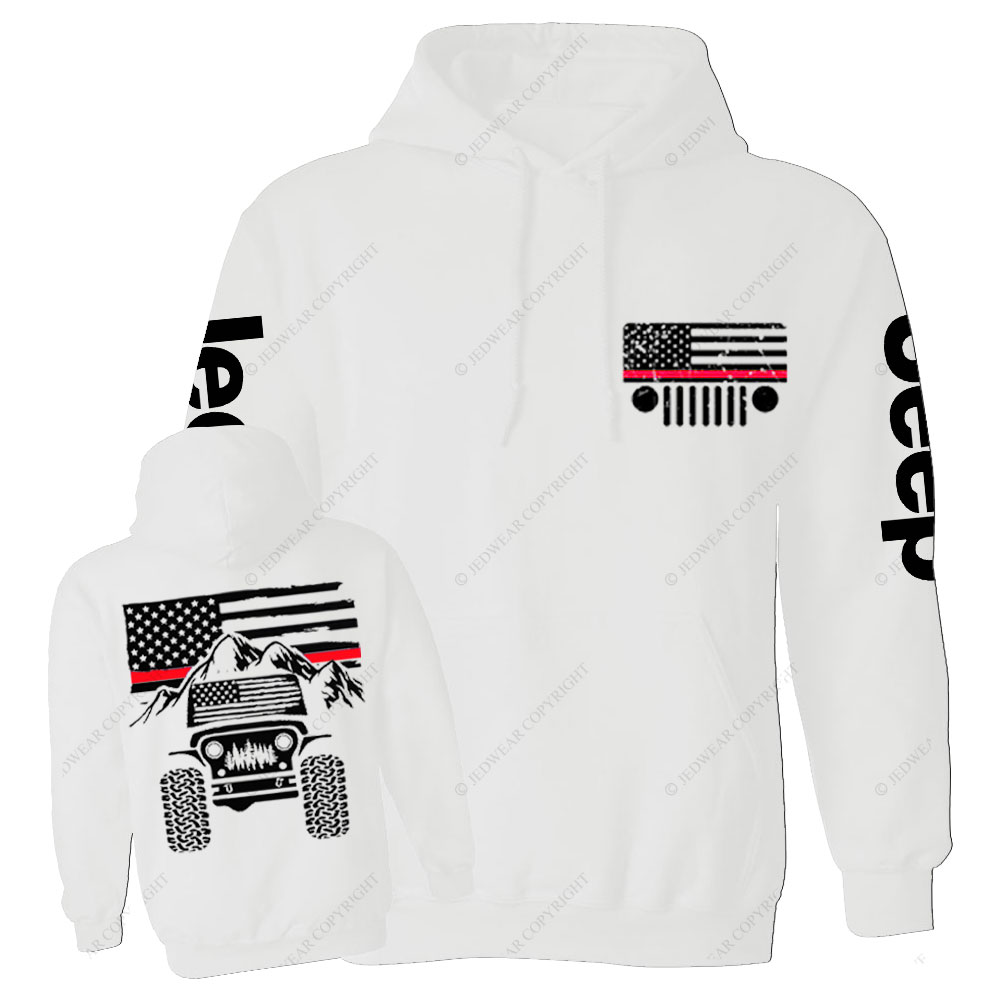 Jp American Flag Mountains Firefighter Red Line Casual Hoodie