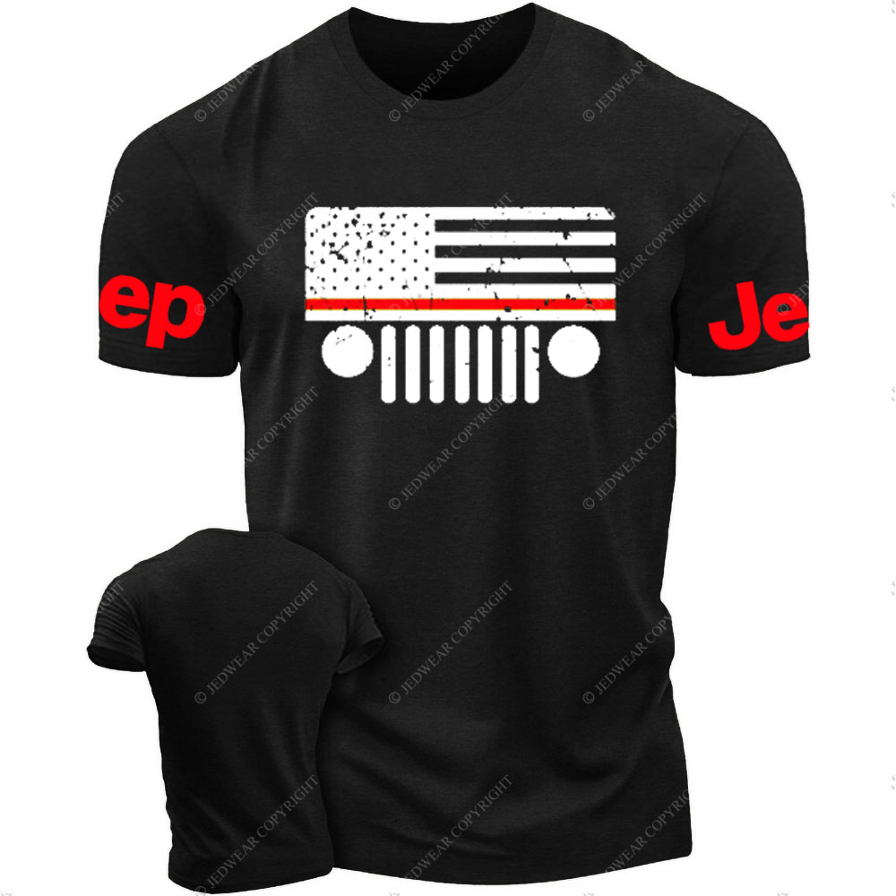 Jp Firefighter Red Line Distressed Flag T-Shirt
