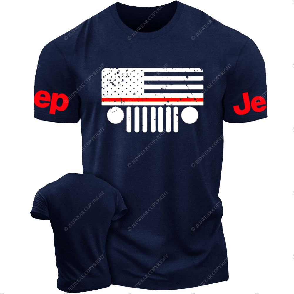 Jp Firefighter Red Line Distressed Flag T-Shirt