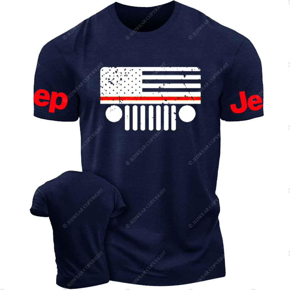 Jp Firefighter Red Line Distressed Flag T-Shirt