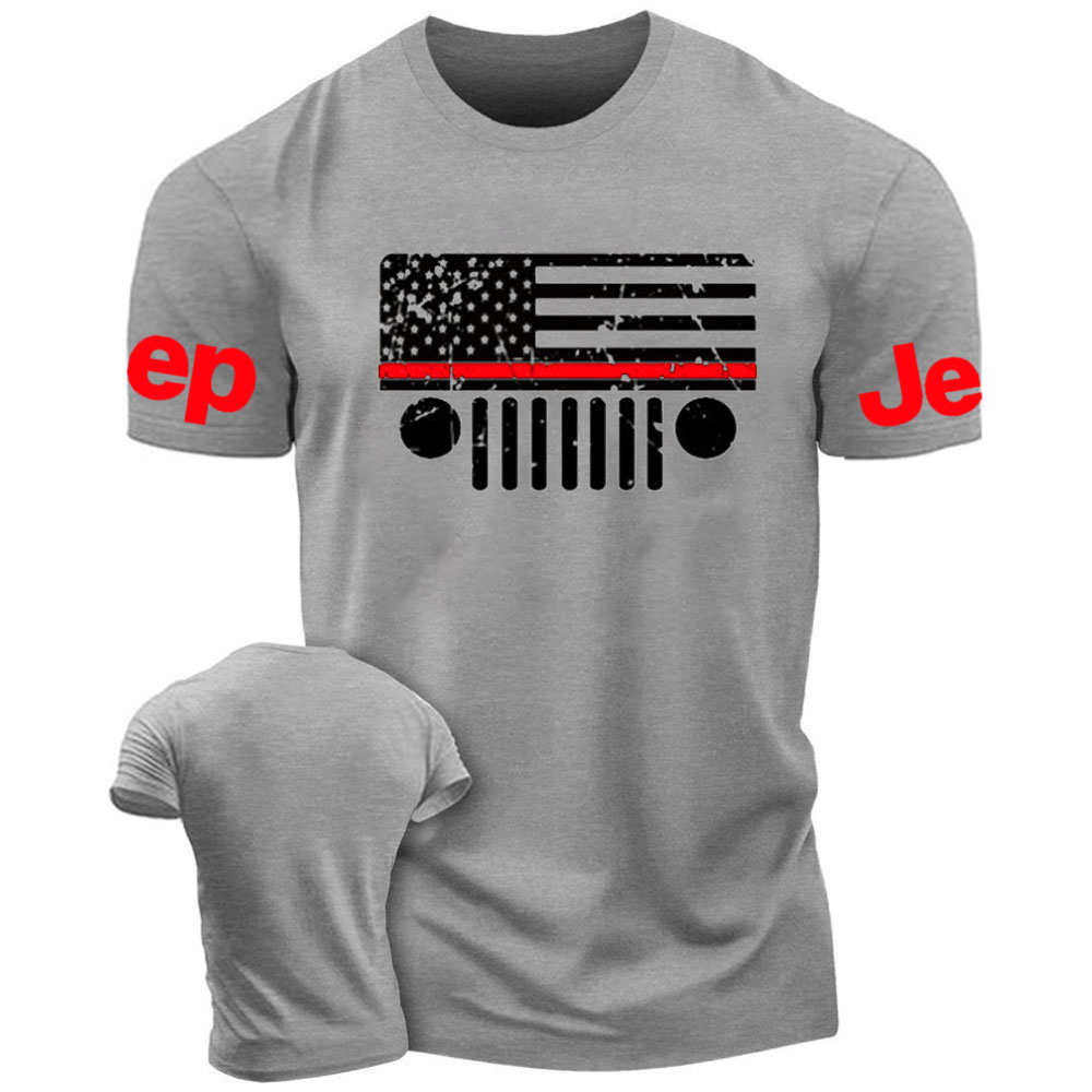 Jp Firefighter Red Line Distressed Flag T-Shirt
