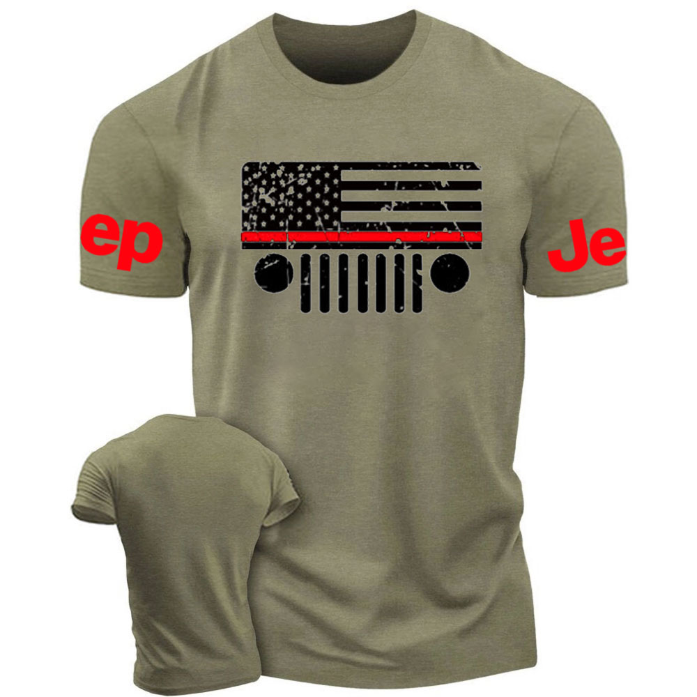 Jp Firefighter Red Line Distressed Flag T-Shirt