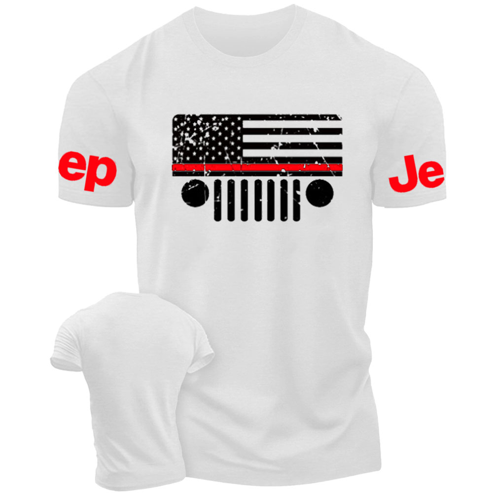 Jp Firefighter Red Line Distressed Flag T-Shirt