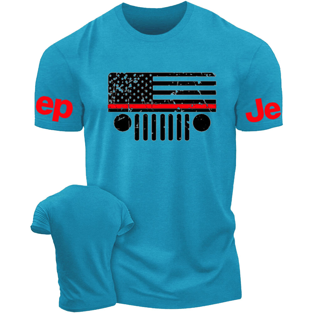 Jp Firefighter Red Line Distressed Flag T-Shirt