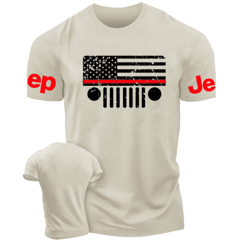 Jp Firefighter Red Line Distressed Flag T-Shirt