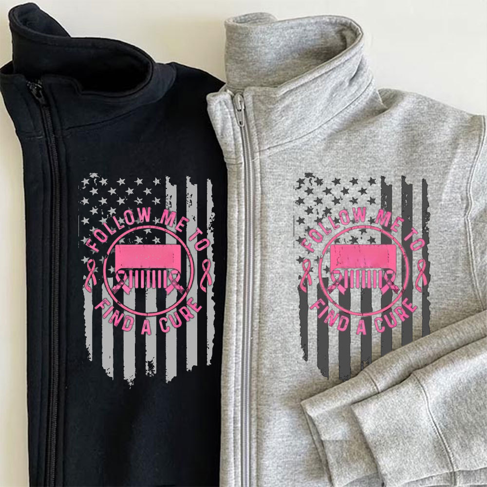 Breast Cancer Jp Follow Me and Find a cure Cance Full-Zip Jacket Sweatshirt
