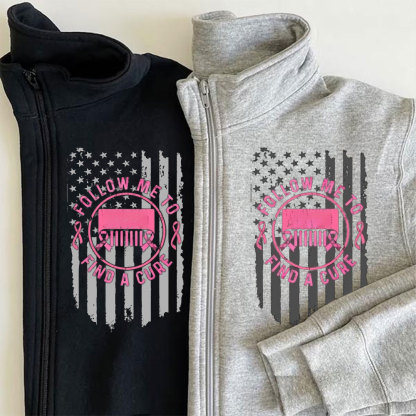 Breast Cancer Jp Follow Me and Find a cure Cance Full-Zip Jacket Sweatshirt