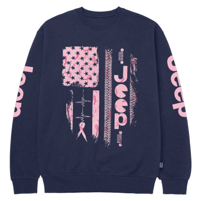 Pink Jp Save the Headlights Ribbon Flag Crew Neck Sweatshirt
