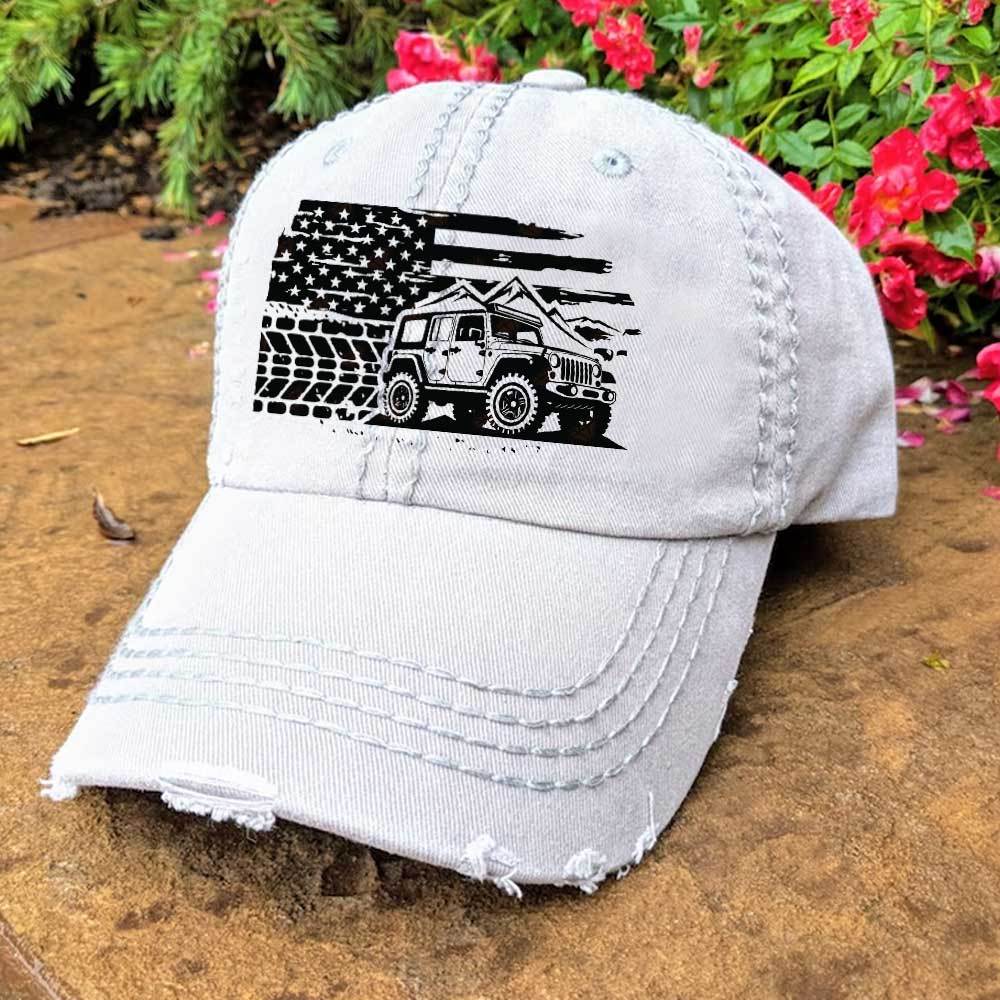 Jp with Distressed USA Flag and Mountains Jp Lover Baseball Cap