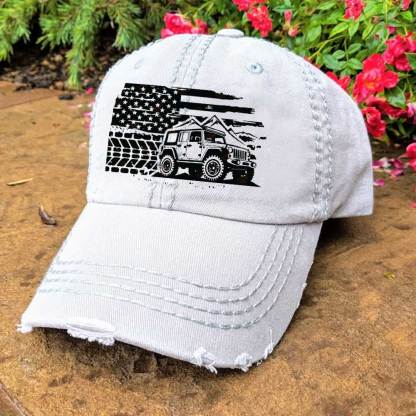 Jp with Distressed USA Flag and Mountains Jp Lover Baseball Cap