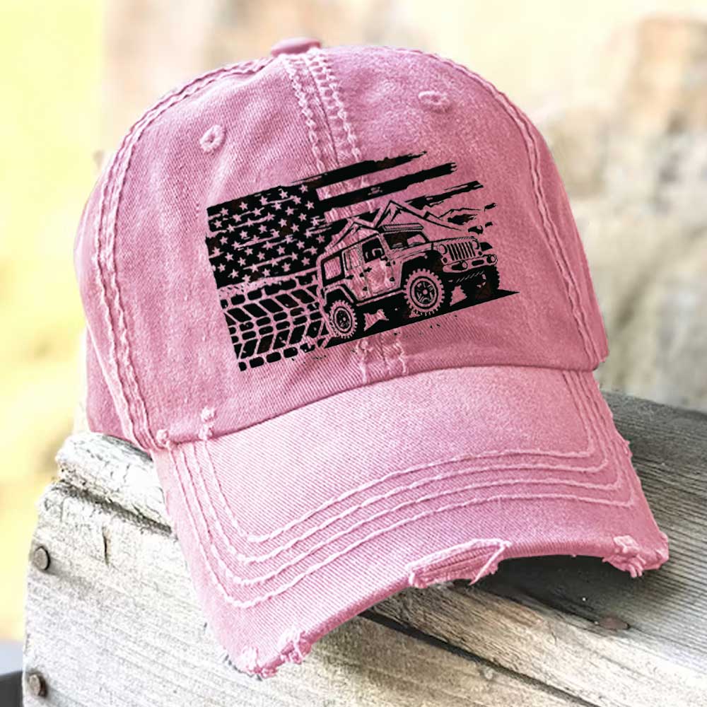 Jp with Distressed USA Flag and Mountains Jp Lover Baseball Cap