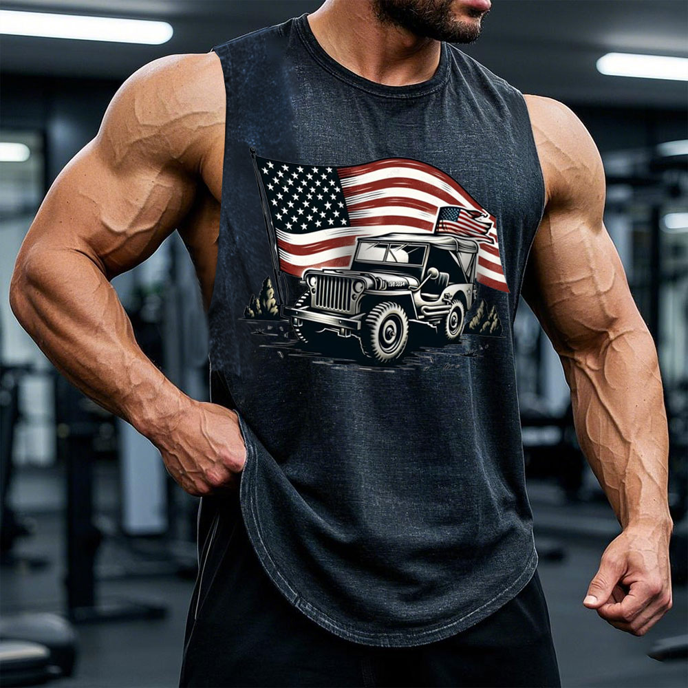 American Flag and Jp Fluttering in The Wind Jp Men Tank